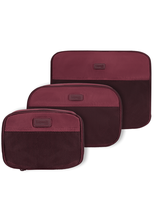 Lipault Lipault Travel Accessories Set Of 3 Packing Cubes  Bordeaux Lipault Lipault Travel Accessories Set Of 3 Packing Cubes  Bordeaux